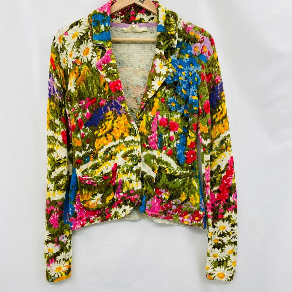 Anthropologie floral knit cardigan blazer